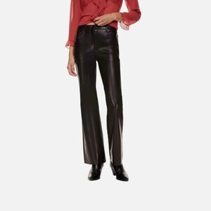Aritzia Wilfred Beatrix Faux Leather Flare new Rich Mocha Brown Pants Sz 2